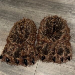 Furry Bear Paw Slippers